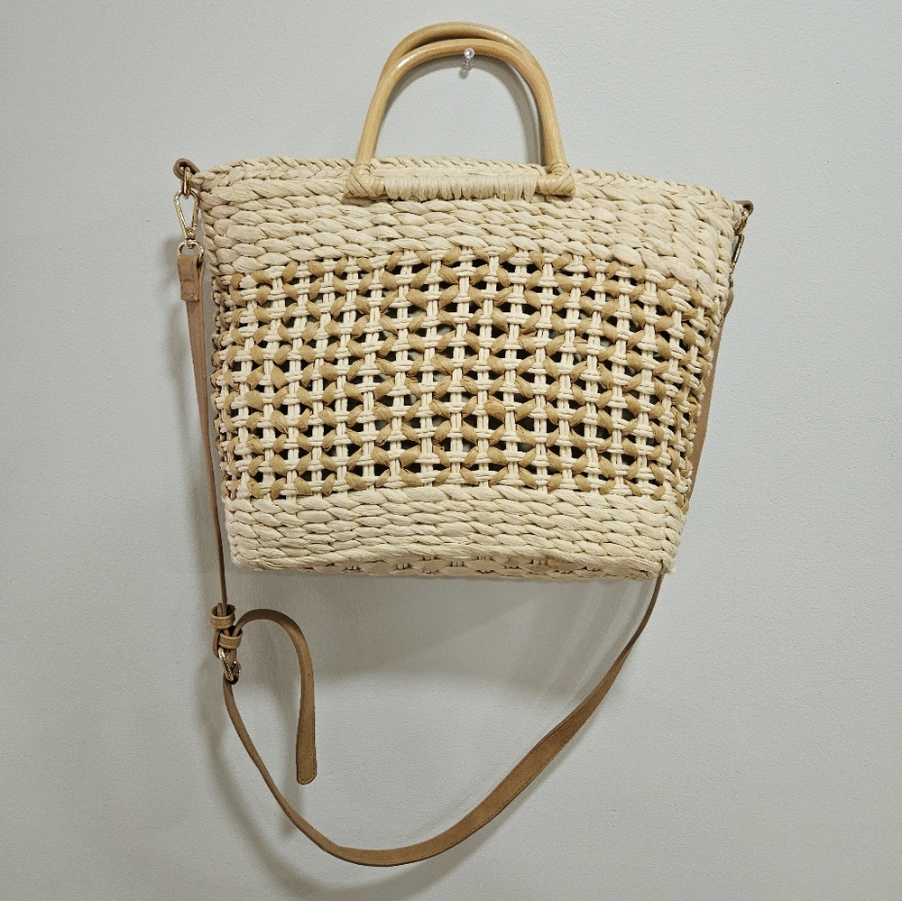 Bag woven straw handbag tote medium